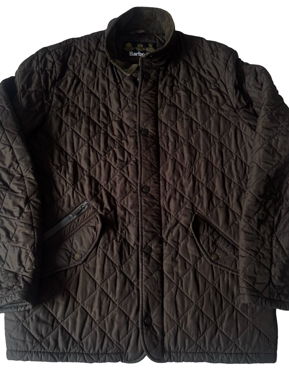 Barbour Men’s Brown/Olive Chelsea Sportsquilt Jacket Full Zip/Snap Size M